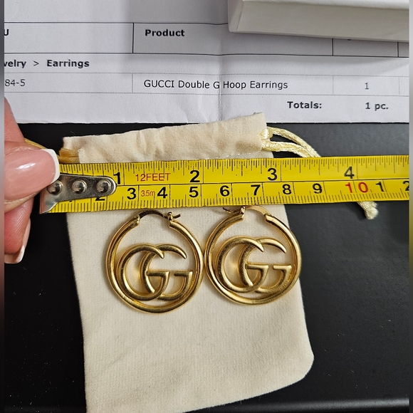 Gucci Gold GG Logo Earrings Authentic Repurposed Luxury Earrings - Picture 4 of 5